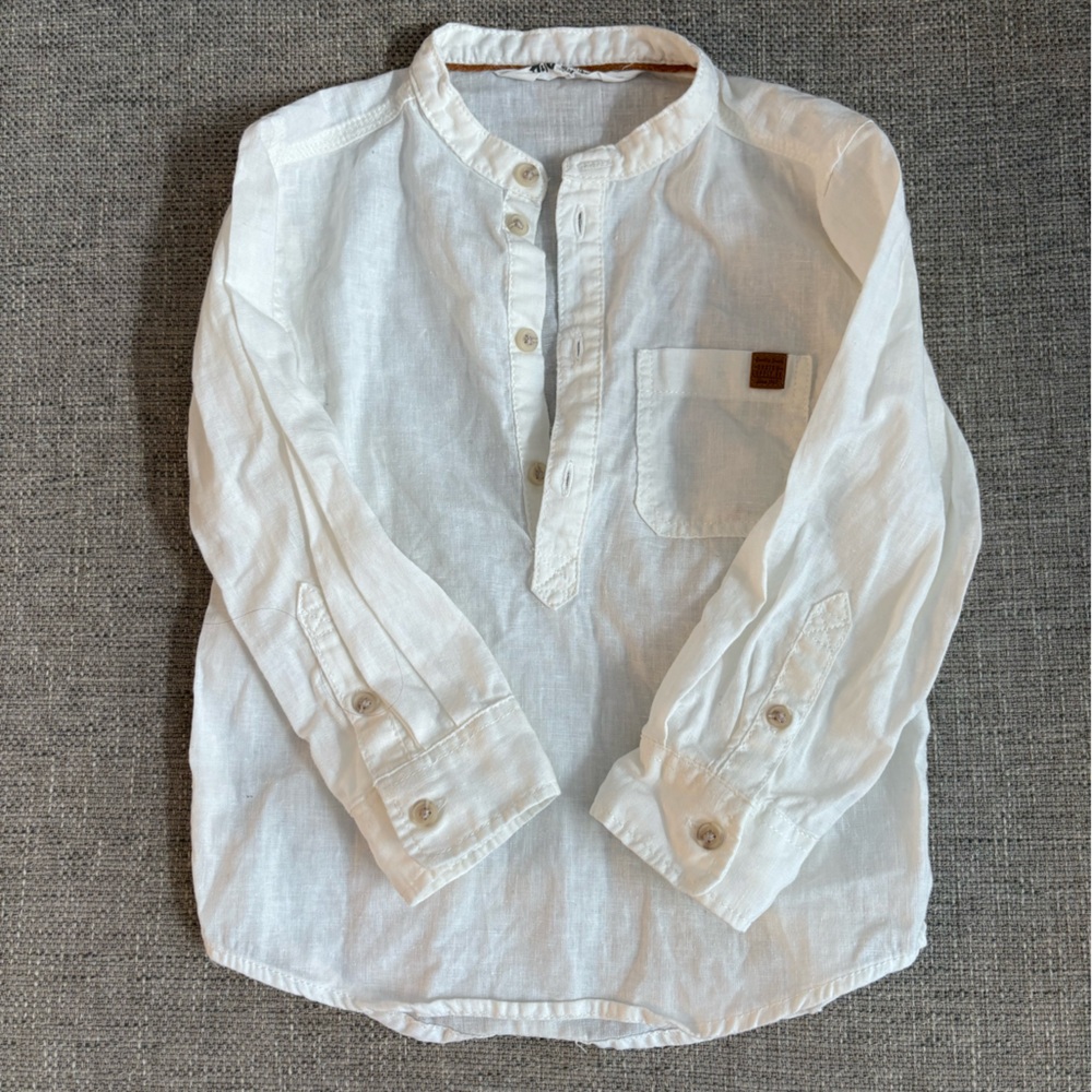White Linen Blend Shirt